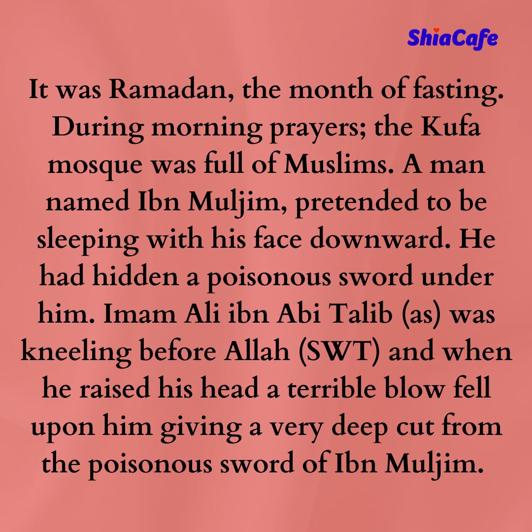 ShiaCafe's tweet photo. How Imam Ali treated his killer

A lesson on excellence of virtue and akhlaque.

#imamali #islam #shia #karbala #najaf #azadari #yaali https://t.co/65t9GuYJ9R