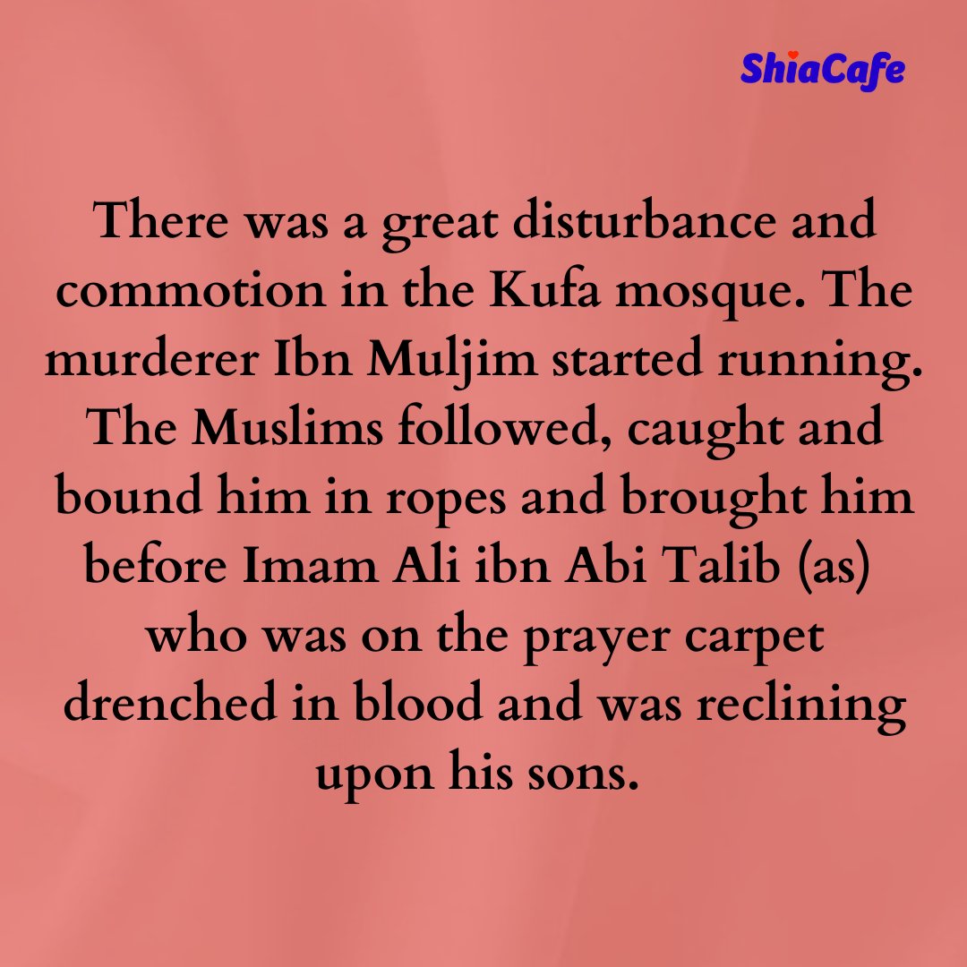 ShiaCafe's tweet photo. How Imam Ali treated his killer

A lesson on excellence of virtue and akhlaque.

#imamali #islam #shia #karbala #najaf #azadari #yaali https://t.co/65t9GuYJ9R