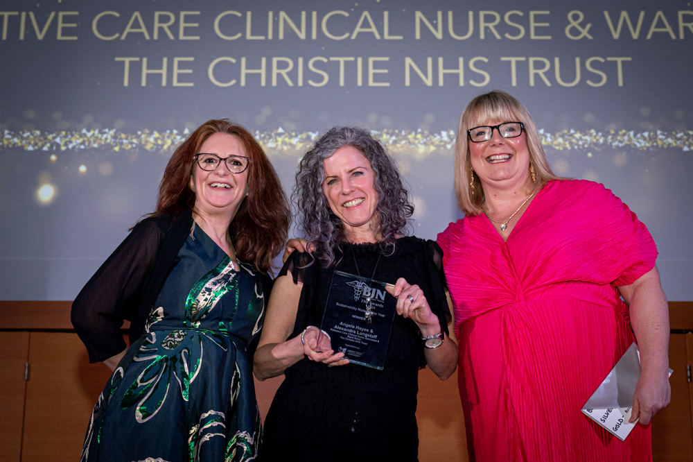 Two Christie nurses have been recognised for their efforts to encourage greener nursing. Angela Hayes, Palliative Care Clinical Nurse Specialist, and Alexandra Langstaff, Ward Sister, were both named as Sustainability Nurse of the Year at the British Journal of Nursing Awards.