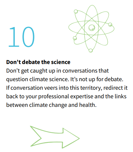 Here is how the @WHO teaches health professionals to communicate climate science. No joke folks... Ask yourself... Why do the leading scientific institutions hide from a debate? What do they have to hide? Source: who.int/publications/i…