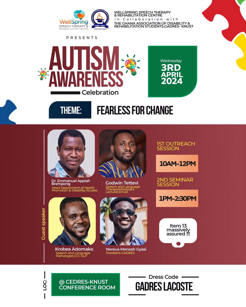 OfficialGADRES's tweet photo. Did you know 3rd April is autism day😊, join us coming Wednesday at CEDRES conference room as we celebrate 🎊 this day 😊.see ya 🥳🎊🎊🫂 https://t.co/NNhZjcHvUM