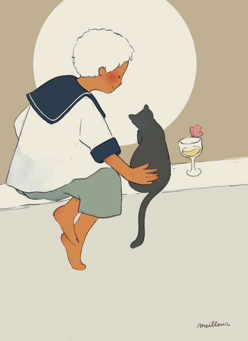 「black cat white shirt」 illustration images(Latest)