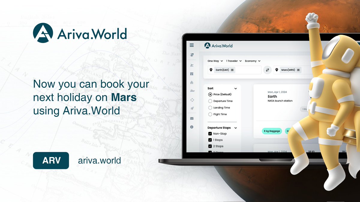 🚀🪐 Big News Alert! 🪐🚀 🌟 Ariva.world now offers trips to Mars! 🌟 Pack your bags and get ready for an out-of-this-world adventure! Limited seats available, book now! 🪐✨ Just kidding, we're still waiting for our rocket fuel shipment! 🤭 #AprilFools…