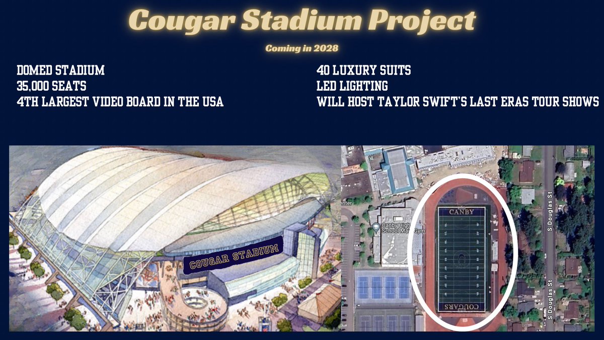 We are so excited to announce the Cougar Stadium Project! #putaroofonit #RISE @CanbyAthletics @CanbyHighSchool @CanbyHerald