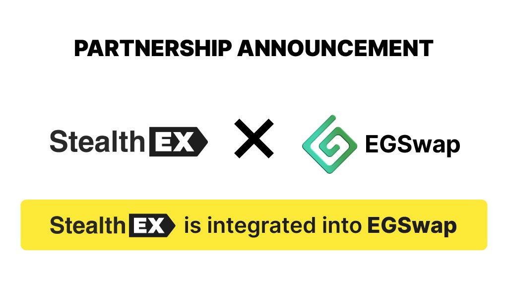 Excited to announce our partnership with @EGSwap, a game-changer in the #DeFi space EGSwap’s commitment to reshaping DEX functionality aligns perfectly with StealthEX’s mission of providing a custody-free, limitless #CryptoExchange experience Let’s build new DeFi era together!