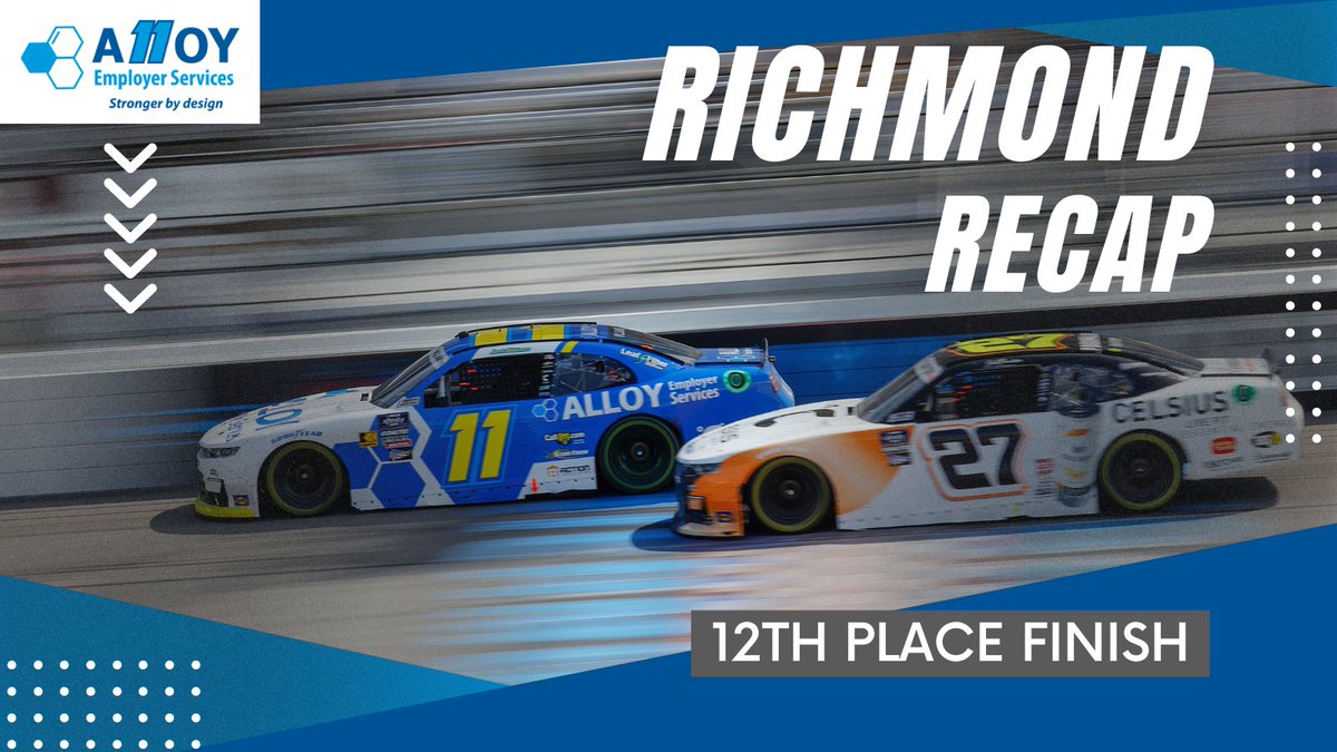 📈 @Josh6williams and @KauligRacing were battling for a Top 10 late at @RichmondRaceway on Saturday. 

When the 🏁 waved, it was a 12th-place finish for the team. 

Next: @MartinsvilleSwy 

#StrongerByDesign