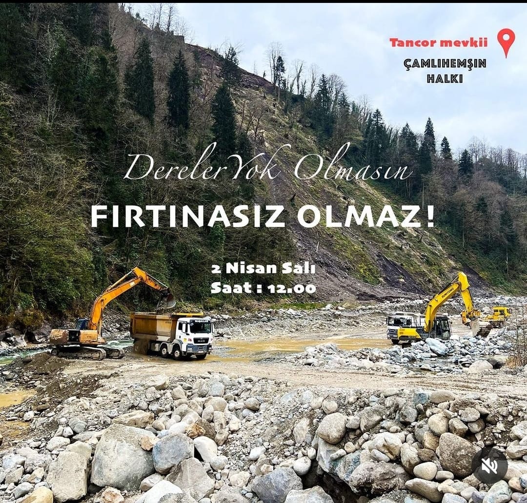 firtinavadi's tweet photo. Fırtına Deresinin özgür akmasını isteyen, dağına, taşına, köyüne yaylasına sahip çıkmak isteyen tüm Çamlıhemşin halkını yarın saat 12.00’de vadimizi rant uğruna peşkeş çekmek isteyenlere dur demeye, derenin kenarına bekliyoruz. #fırtınasızasla #derelersatılıkdeğildir #cengizdefol https://t.co/NdJNCS6yv9