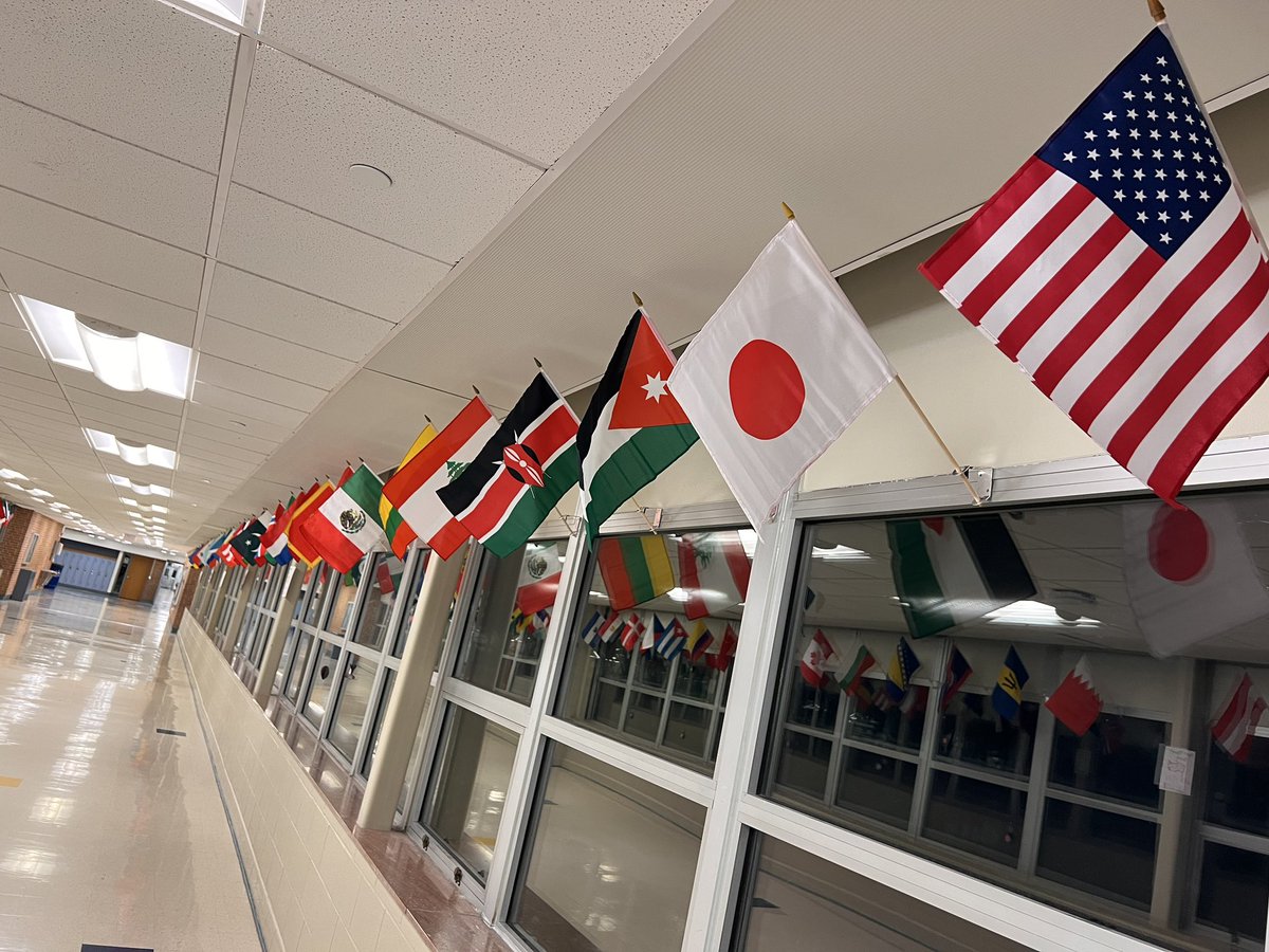 Our Flag Hallway was updated over break ❤️ One school, one family.