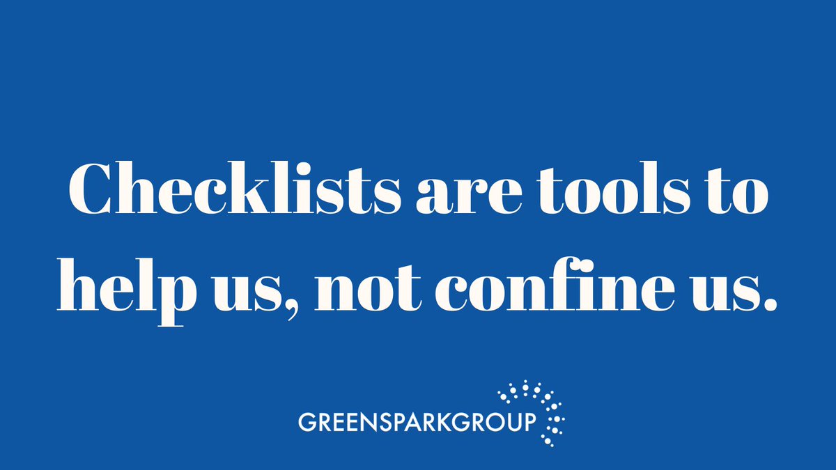 GreenSparkGroup's tweet photo. Working to the checklist or working to create and accomplish amazing things? If we allow checklists to be our only focus, we lose out on creativity.  https://t.co/4WNEShJMGR #sustainableproduction #happeningnow #actiononset #makeithappen https://t.co/l7a8pEVDn8