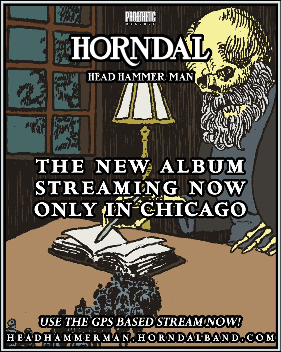 Chicago, IL fans! HORNDAL are currently offering an exclusive early listen of their upcoming album, ‘Head Hammer Man’, ahead of its April 5 release 💀 ▶️ - headhammerman.horndalband.com