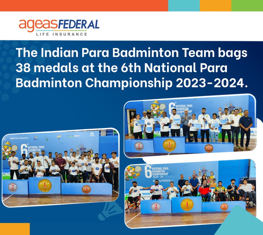 Congratulations to the champions of the Ageas Federal 'Quest for Fearless Shuttlers'. Under the guidance of coach Gaurav Khanna, the team bagged a whopping 38 medals at the 6th National Para Badminton Championship 2023-2024.