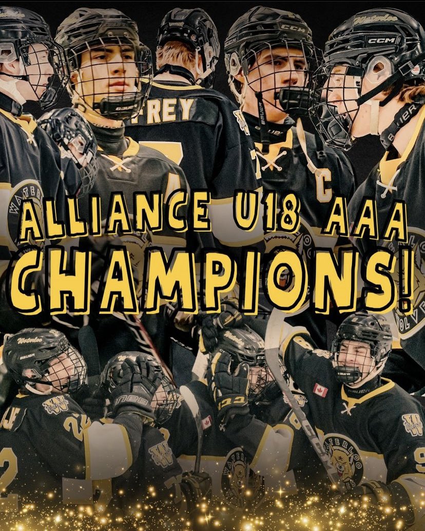 Waterloo_Wolves's tweet photo. U18 ALLIANCE Champions! 🏆

The @watwolvesu18aaa took home the ALLIANCE Championship on Saturday night, securing their spot at the Central Region Championships in Sault Ste. Marie. 

Congrats to all the players, coaches and their families - good luck in the Soo! https://t.co/Y5Z8uubVud