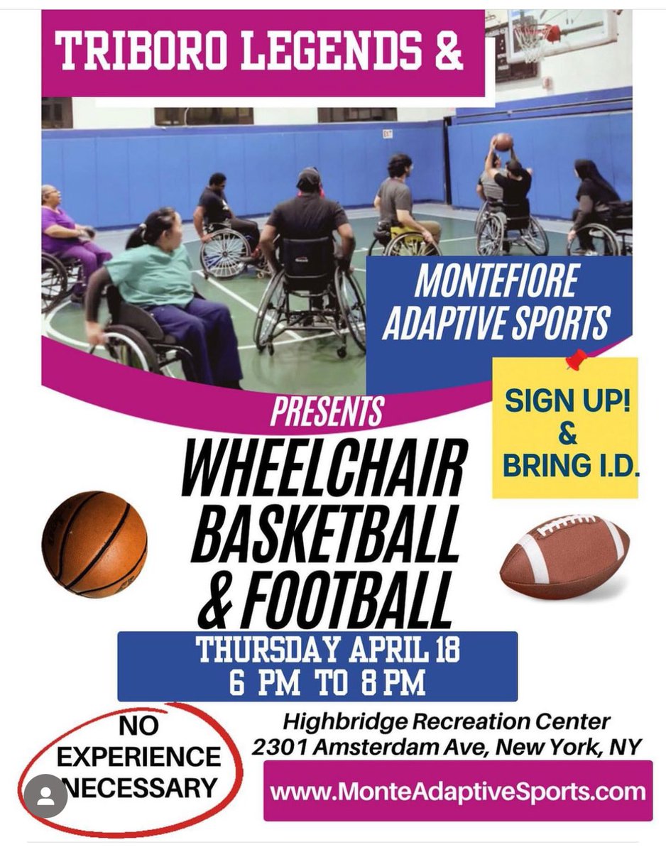 Did someone say wheelchair basketball and football⁉️🏈🏀 Join us April 18th! See flyer for details ‼️