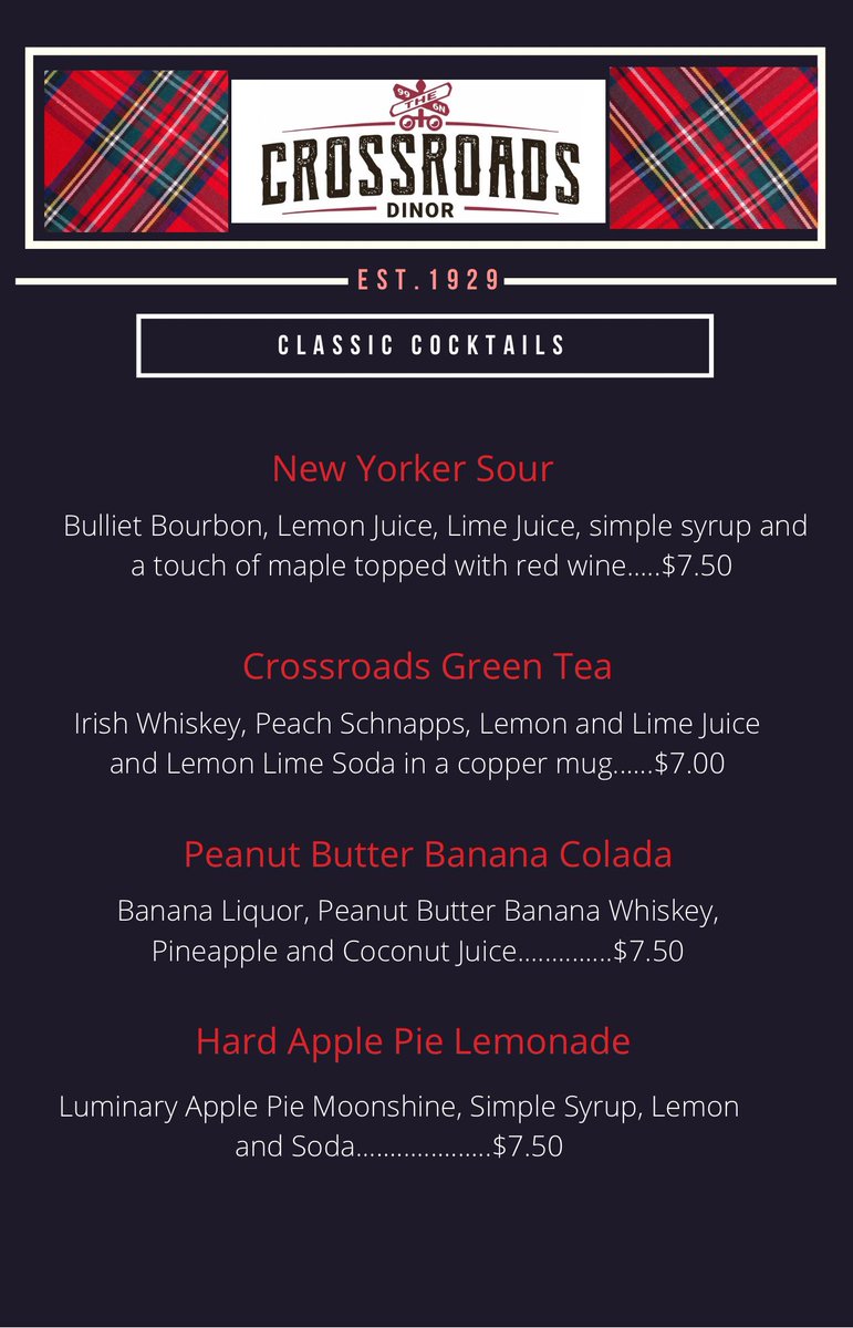 crossroadsdinor's tweet photo. New Feature Menus drop today!!! https://t.co/aMaOFvJwKy