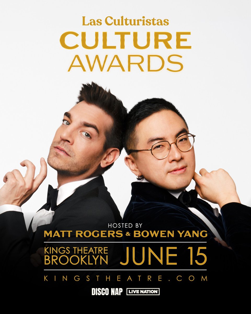 🏆 JUST ANNOUNED 🏆Kayteighs, Readers, Publicists and Finalists - the 3rd Annual Las Culturistas Culture Awards with Matt Rogers and Bowen Yang are coming on June 15! Grab your tickets to this special evening this Friday at 10 AM at bit.ly/4azfhzn