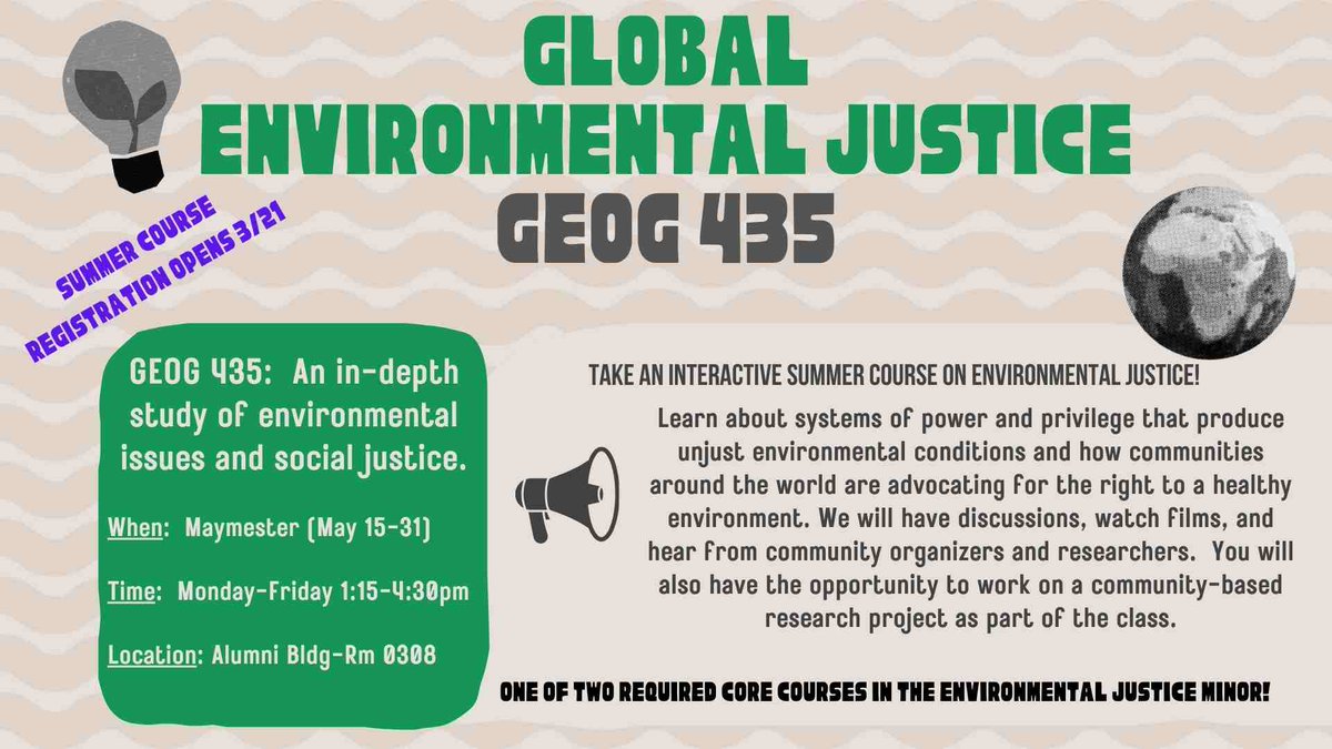 Looking for an exciting summer course? Check out GEOG 435 and join @geographyunc investigating global environmental justice by emphasizing location, size, scale, and environmental shifts this summer! Register now through connectcarolina.unc.edu. #UNC #uncsummerschool #education