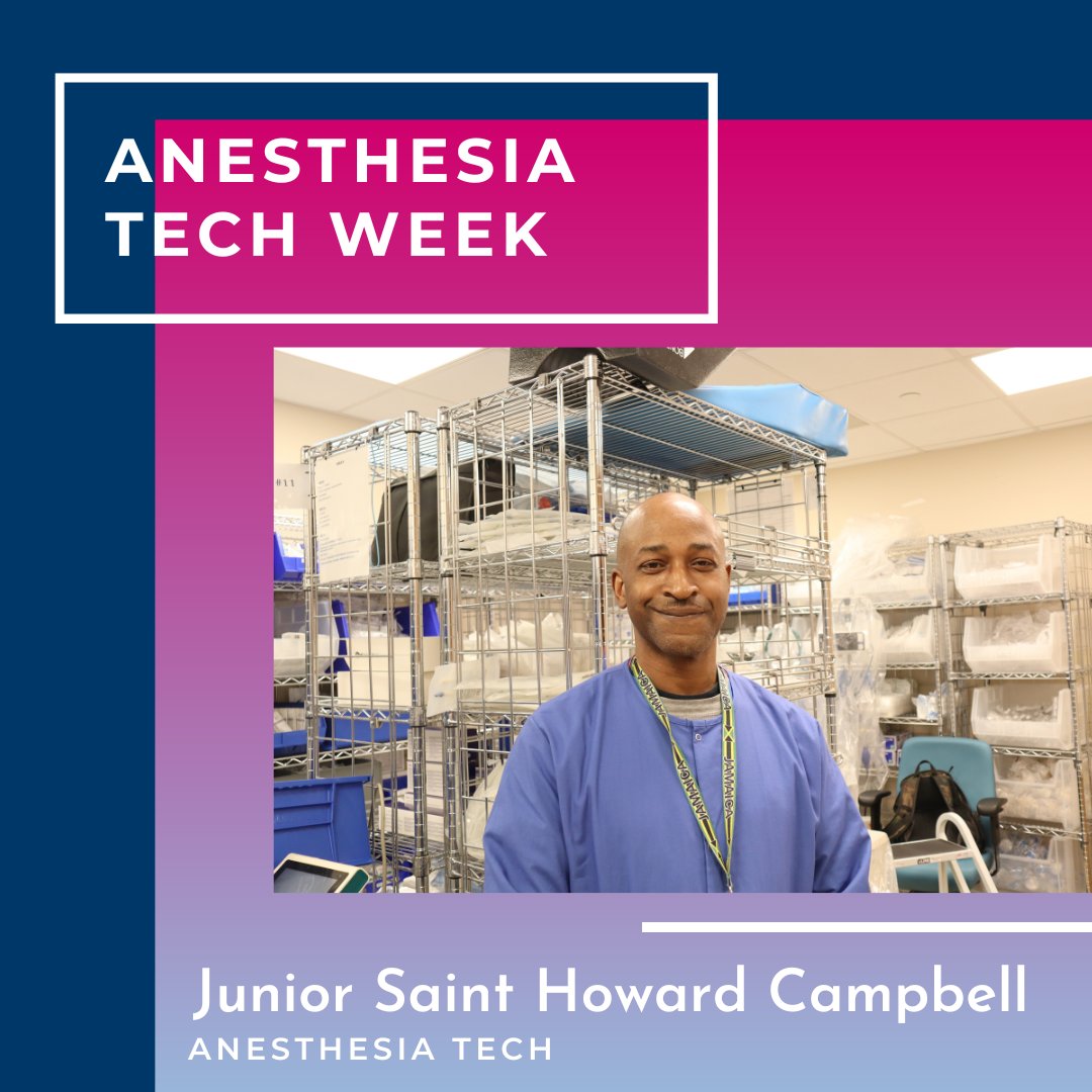 On the last day of #AnesthesiaTechWeek, meet Junior Saint Howard Campbell, an #anesthesiatech at the Hutch Campus and a 34-year veteran of @MontefioreNYC! After working in several other departments throughout the years, Mr. Campbell joined the #anesthesia tech team 6 yrs ago