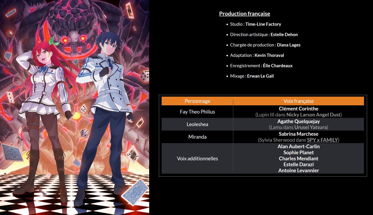 Carton de doublage de "Gods' Games We Play" sur Crunchyroll dirigé par <a href="/EstelleDEHON1/">Estelle DEHON</a>

Avec <a href="/ClementCorinthe/">Clément Corinthe</a> <a href="/AlanAubert/">Alan Aubert-Carlin</a> et <a href="/EstelleDarazi/">Darazi Estelle</a>