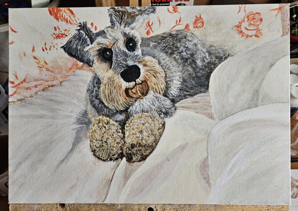 FairbraceM's tweet photo. Todays Brody progress. Detail going on and more to come. #acrylic #System3 #cutie #brody #boxcanvas https://t.co/m25DLvyiMu