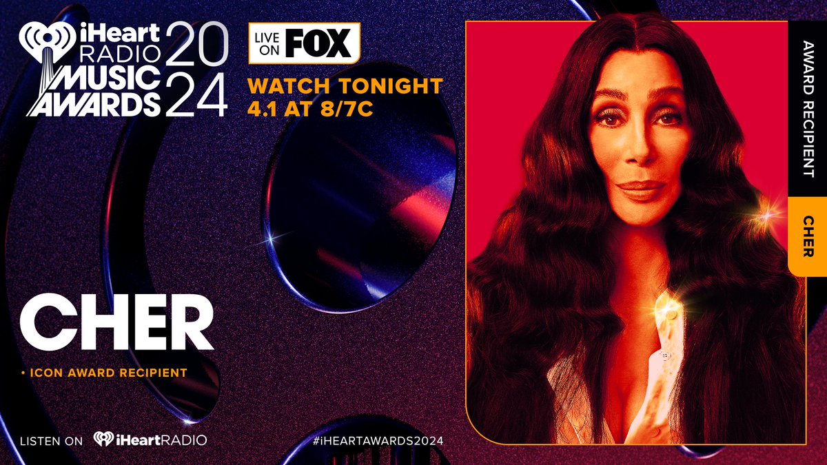 🎶🏆 TONIGHT at 8PM on FOX: Tune in for the #iHeartAwards2024! 🎤🎉 Broadcasting live from Hollywood! 🌟 🏆 We’re honoring legends tonight: Cher receives the ICON Award, and Beyoncé is recognized with the INNOVATOR Award. 🙌👑 @iHeartRadio iheart.com/music-awards/