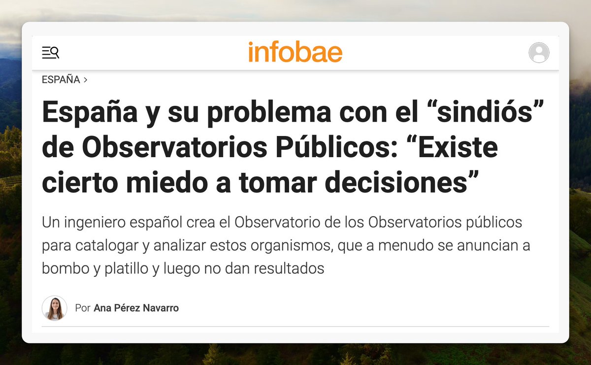 JaimeObregon's tweet photo. ¡La pandemia de los observatorios ya en su quiosco!

Gracias a @Anaperezn27 por esta entrevista recién publicada hoy, y por interesarse por este quilombo y nuestro flamante Observatorio de los Observatorios Públicos de España. 👍

🔗 https://t.co/CFfAPPdO4R