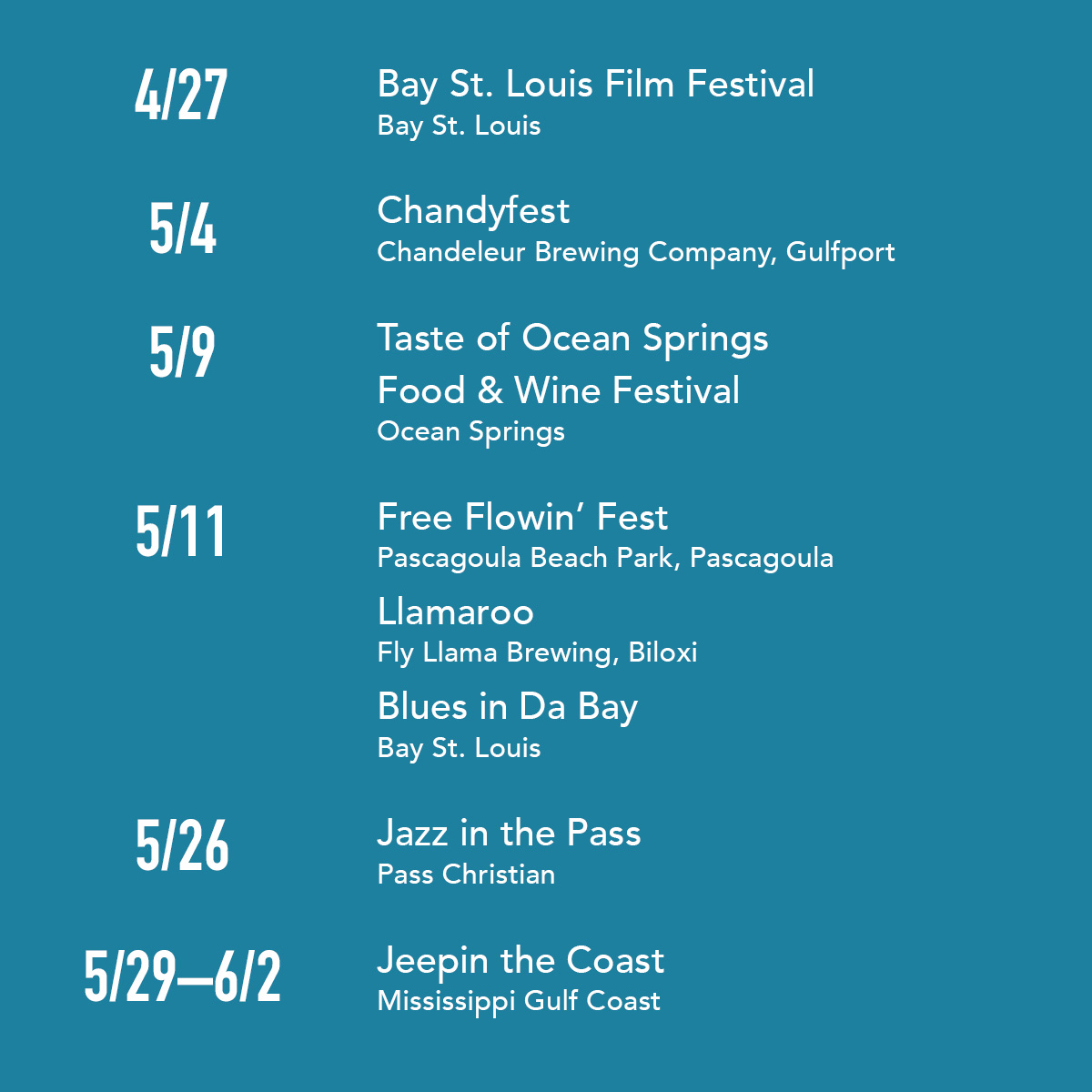 Give this post a LIKE if you LOVE festival season in #CoastalMississippi! Of course, every ‘fest is the best…but which is your fave? Unofficial poll now open in the comments 👇 Event info, here: bit.ly/3Bc4084 #CoastalMississippi #MSCoastLife #PlayCoastal