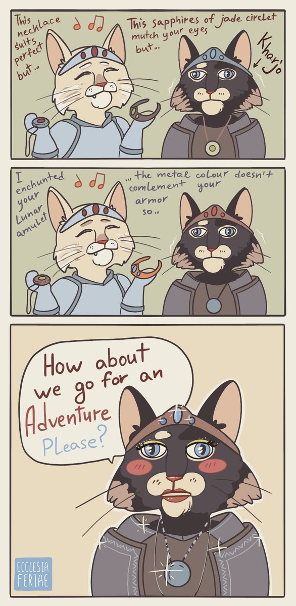 I've started playing a game that I used to play as a kid, but back then I was too young to understand much. Maybe I still don't get the point of the game, but... Just look at how adorable he is! 🩷

#Skyrim #art #furryartwork #furry #ComicArt 