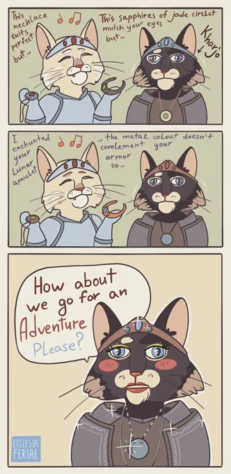 I've started playing a game that I used to play as a kid, but back then I was too young to understand much. Maybe I still don't get the point of the game, but... Just look at how adorable he is! 🩷

#Skyrim #art #furryartwork #furry #ComicArt 