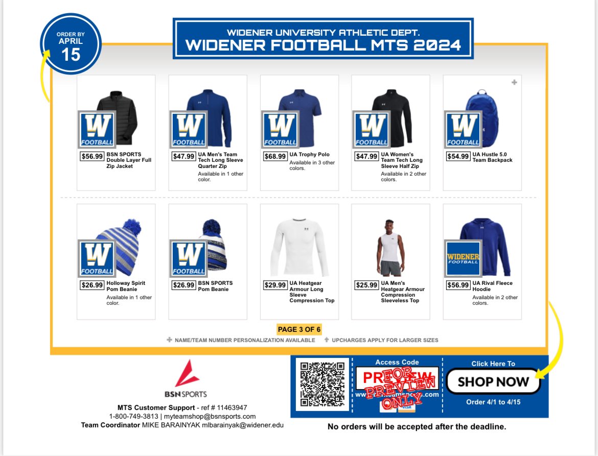 Widener_FB's tweet photo. The @Widener_FB team store is now open! Get all your gear for this season using the link below!  

#KeepHuntin 

 https://t.co/xq119bjIVt https://t.co/pqUTMf9c1K