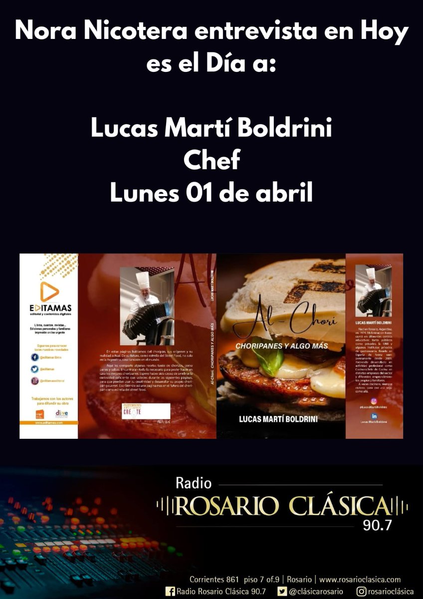 Hoy entrevista con Nora Nicotera a las 18 hs (Argentina) en Radio Clasica Rosario 90.7