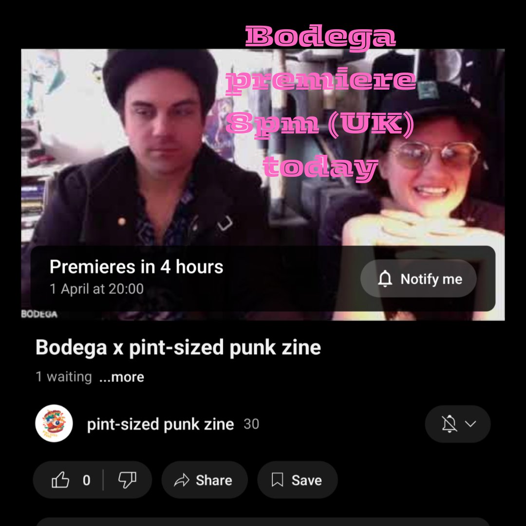 My interview with Bodega about their upcoming album will premiere on YouTube at 8pm (UK) TONIGHT! Ben and Nikki had great chat. Come along to watch, chat, like, share 🙏🙏 youtu.be/-E_zZI20mkw?si…