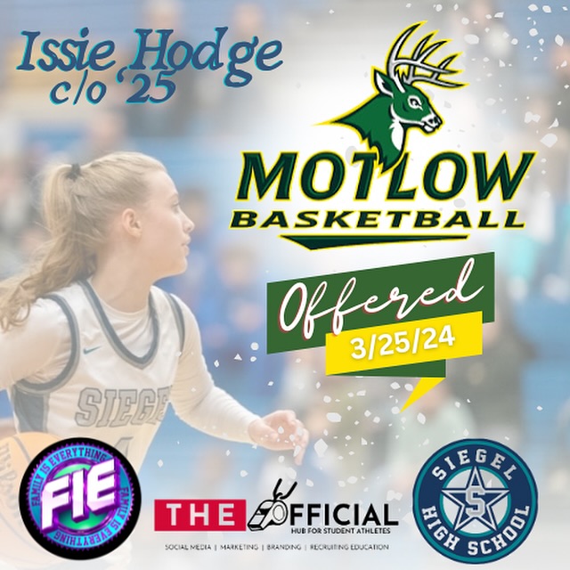 Congratulations to Issie Hodge on receiving an offer from Motlow State Women's Basketball team!