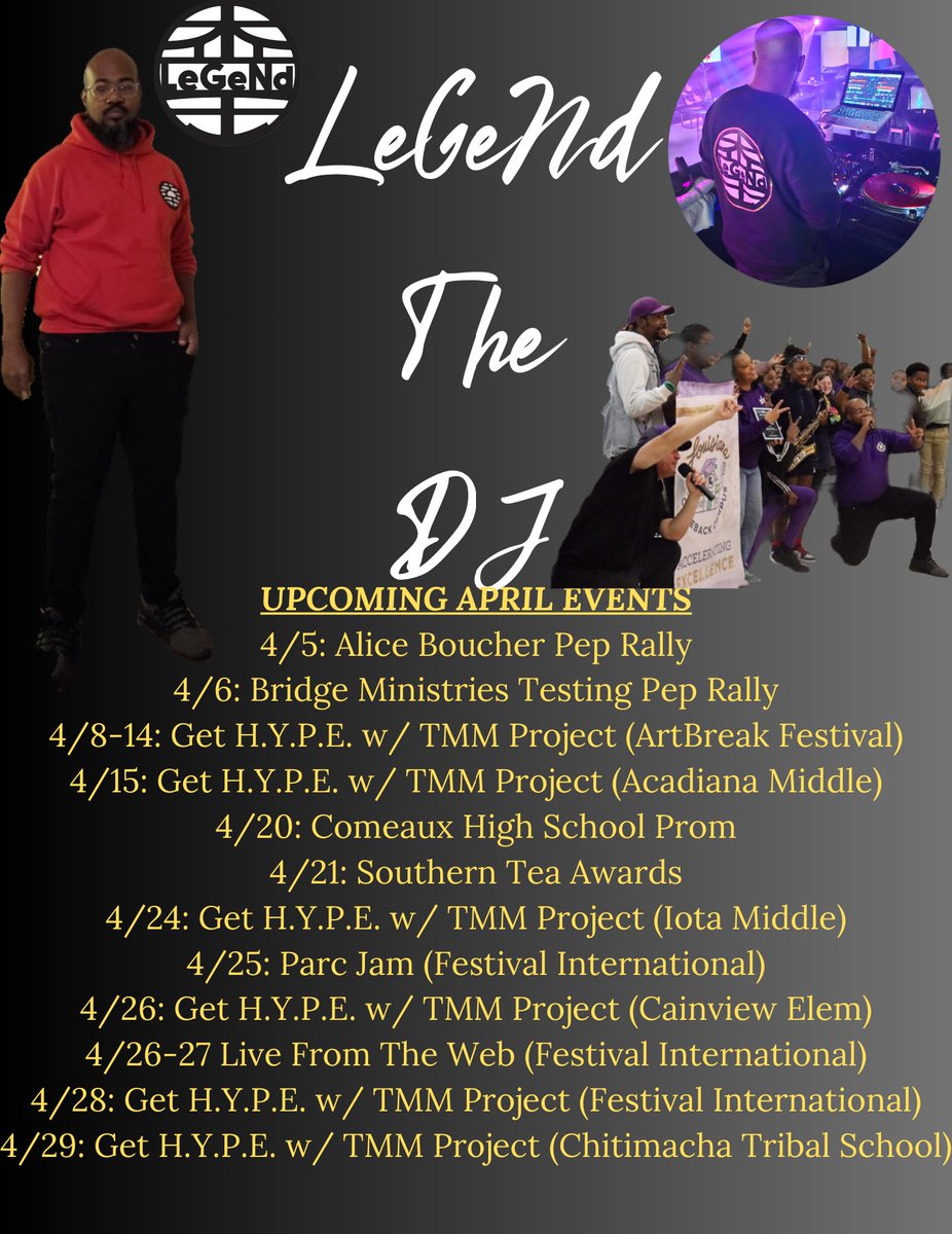 April gonna be a busy month ! I'm ready for it ! 

#LeGeNdTheDJ