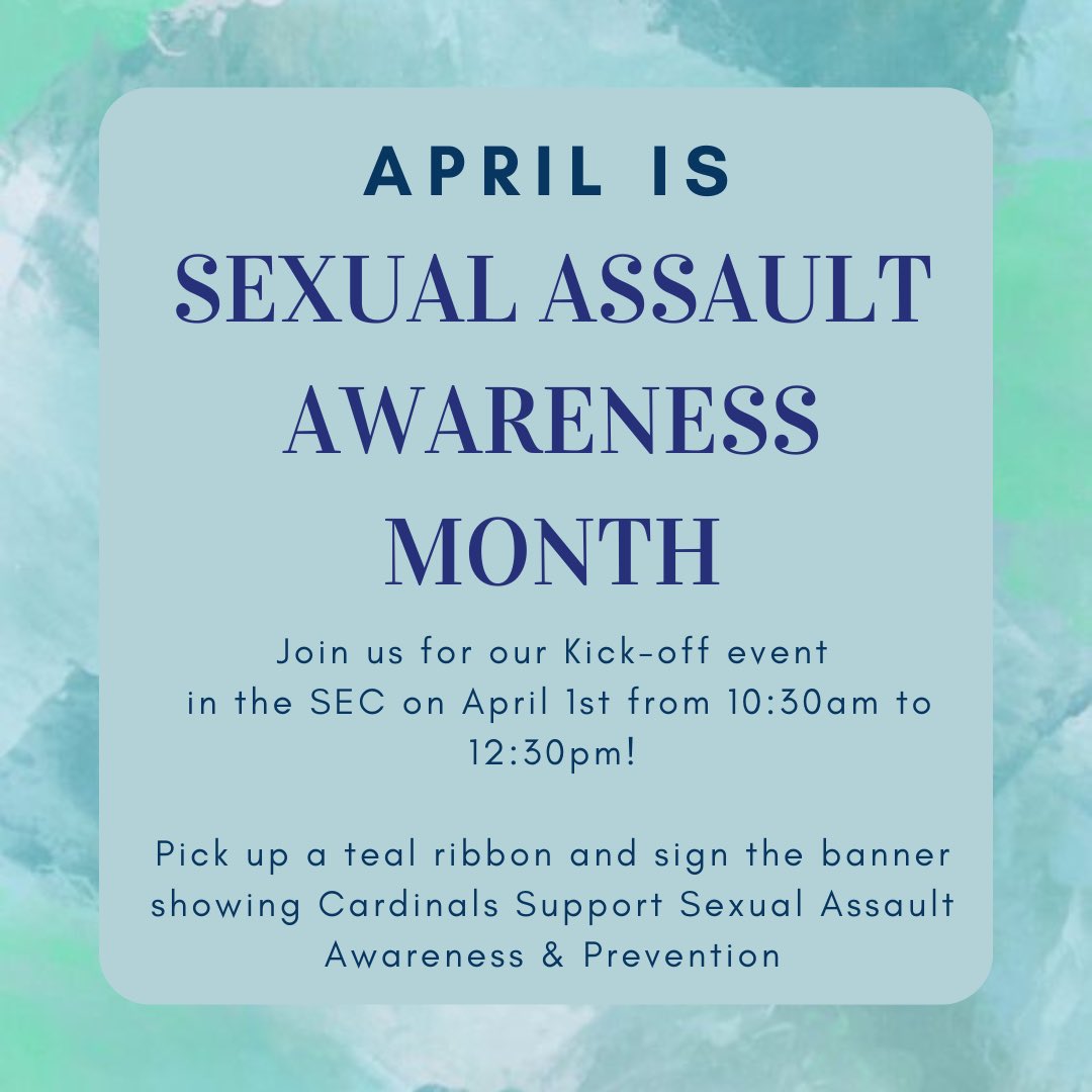 Join us in the SEC today from 1030am-1230pm for our event marking the start of Sexual Assault Awareness Month! 

#SAAM #NotInMyNest