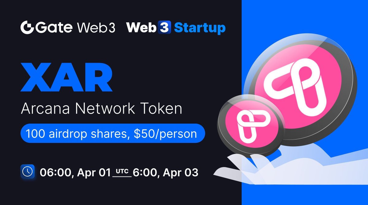 #GateWeb3 Startup Initial Token Offering: XAR @ArcanaNetwork 🎡EVM chain assets ≥ $10 to enter. Higher assets with better chances of winning. 🤩100 shares, each with a value of $50 📅Period: Apr.01 - Apr.03 👉Enter: go.gate.io/w/d8HY4Pey ➡️More info: gate.io/article/35591