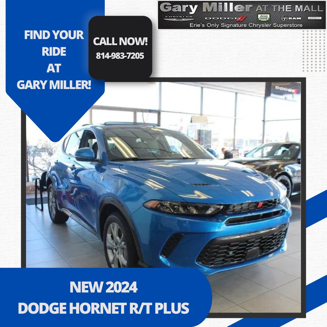 Check out our new Dodge inventory here at Gary Miller! Ride in style in the new 2024 Dodge Hornet R/T Plus! bit.ly/4aDGcue