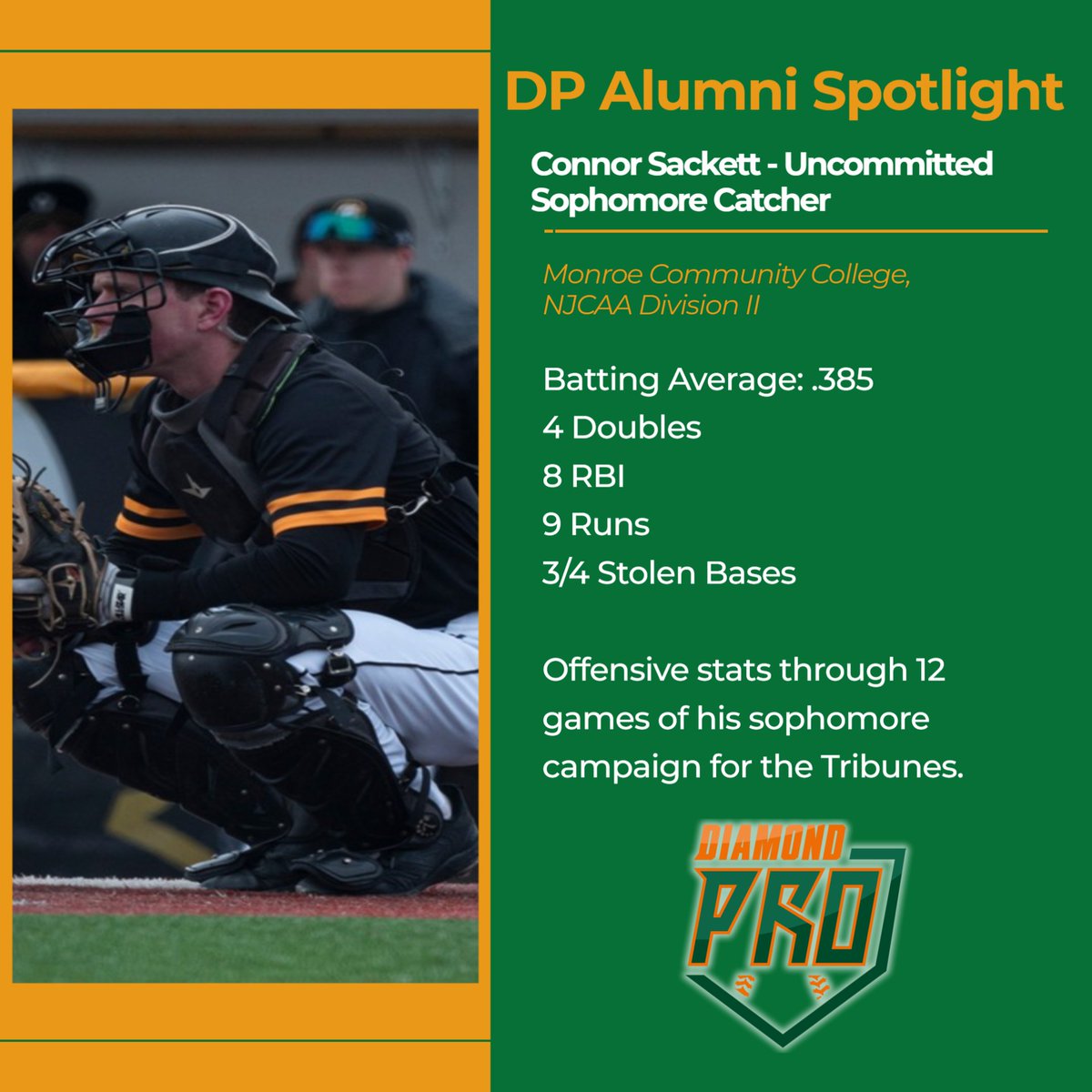 DiamondPro3's tweet photo. DP ALUMNI SPOTLIGHT

Connor Sackett (@connorsackett22) https://t.co/eYWddukzBD