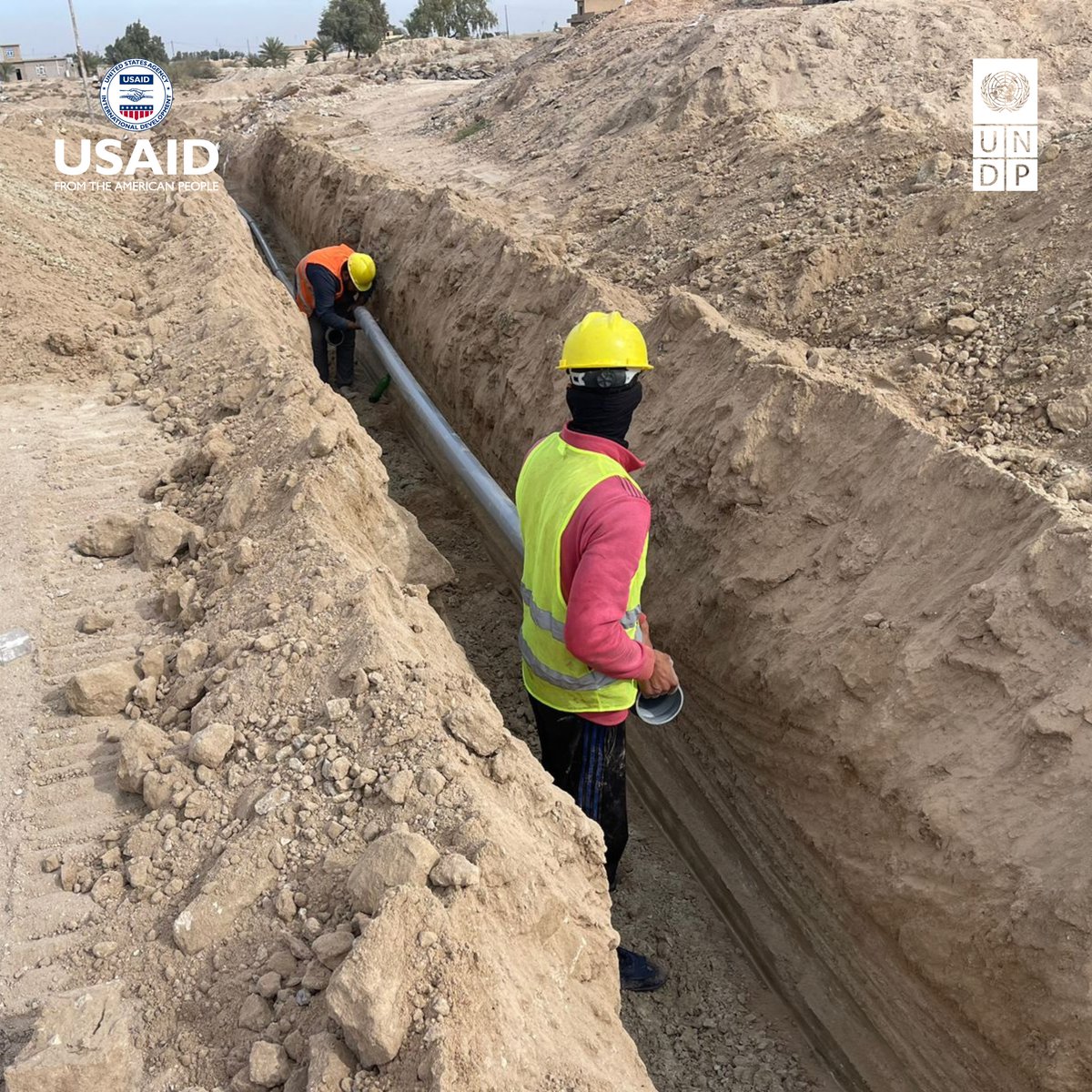 With funding from @USAID, @undpiniraq has completed the Bouhathal and Boudeij Water Network in Amriyat Al-Samoud, #Anbar, #Iraq. This new system will provide clean water to over 1,200 residents, ensuring access even during peak demand in the summer.💧