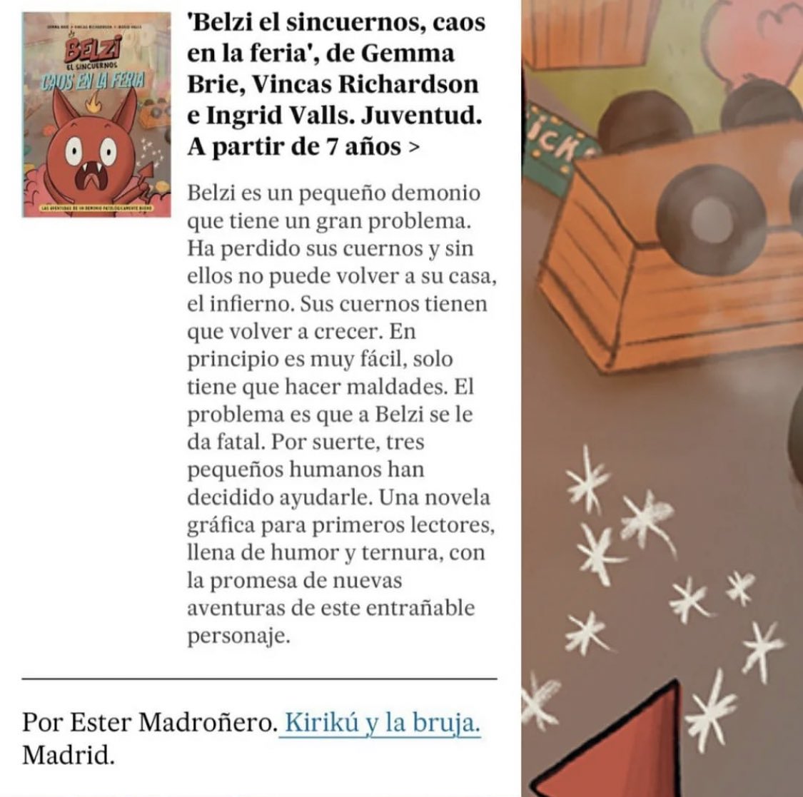 "Belzi el sincuernos" sale recomendado en #Babelia de <a href="/el_pais/">EL PAÍS</a> Gracias 🔥❤️

 <a href="/EdJuventud/">Editorial Juventud</a> <a href="/VincasRich/">Vincas Richardson</a> <a href="/gemmabrieautora/">Gemma Brie</a>