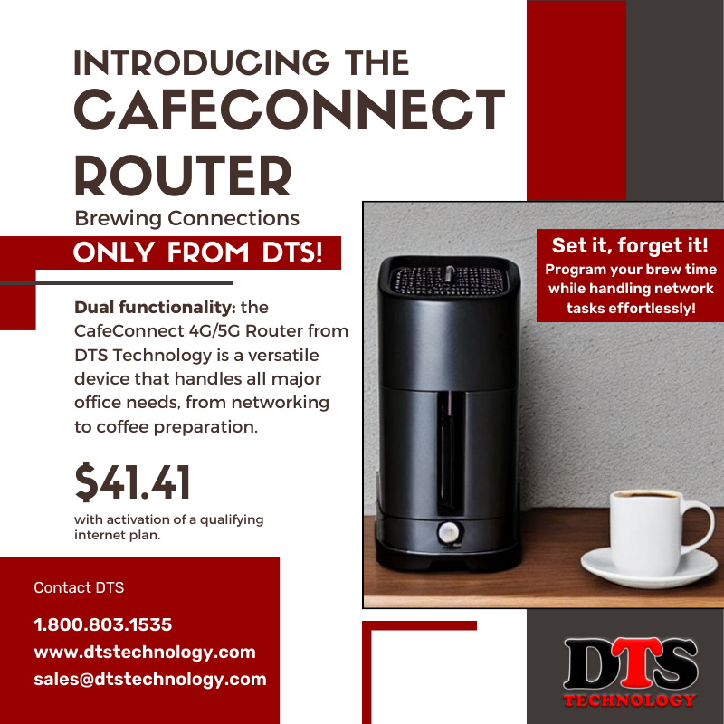 DTSTechnology_'s tweet photo. Experience the ultimate in connectivity and convenience with CafeConnect Router by #DTSTechnology. Enjoy blazing-fast 5G/4G speeds while brewing your favorite coffee blend, keeping you powered up and connected wherever you go! ☕📶 #NewProduct #Routers #Business #AprilFools https://t.co/jpEgXT1CXr