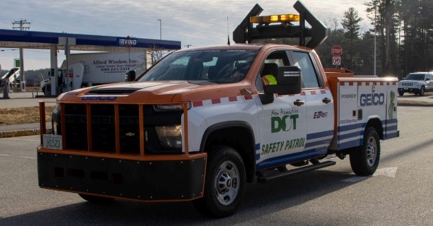 No fooling around, NHDOT Safety Patrol, sponsored by @GEICO, is on patrol and will be on the lookout for travelers who may encounter incidents during upcoming weather and eclipse events. Drive safe. #GEICOSafetyPatrol CALL #999 for road assistance or 911 for emergencies.