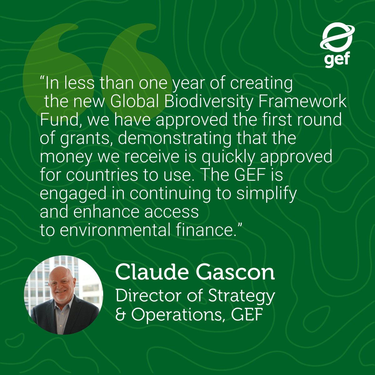 Claude Gascon, @theGEF’s Director of Strategy & Operations, is in Brazil to join the #G20Brazil Sustainable Finance Working Group (#SFWG) and share the GEF's 30+ years of experience financing almost $25 billion & mobilizing another $138 billion for impactful projects.