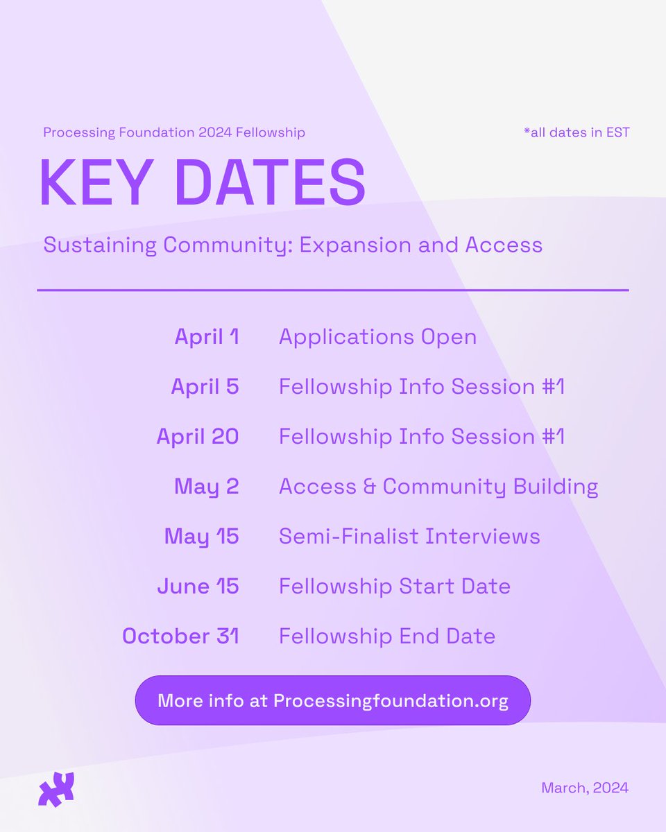 ProcessingOrg's tweet image. 🎉 2024 #Fellowship ‘Sustaining Community: Expansion & #Access’ is now open! 🎉 Receive a $10,000 stipend, #mentorship, and community support through our incredible program stewarded by our Program Manager, Tsige Tafesse @astoldbytsige. 🌟Apply now: …cessingfoundation-bpmfa.formstack.com/forms/2024_fel…