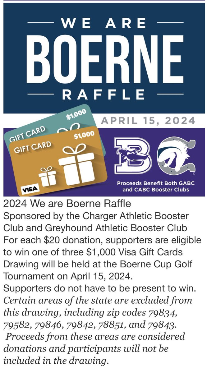 Please support our Boerne Champion Athletic Booster Club. All proceeds help your child’s athletic programs!🐴💙 🐴💙 cabc.membershiptoolkit.com/form/m/275969