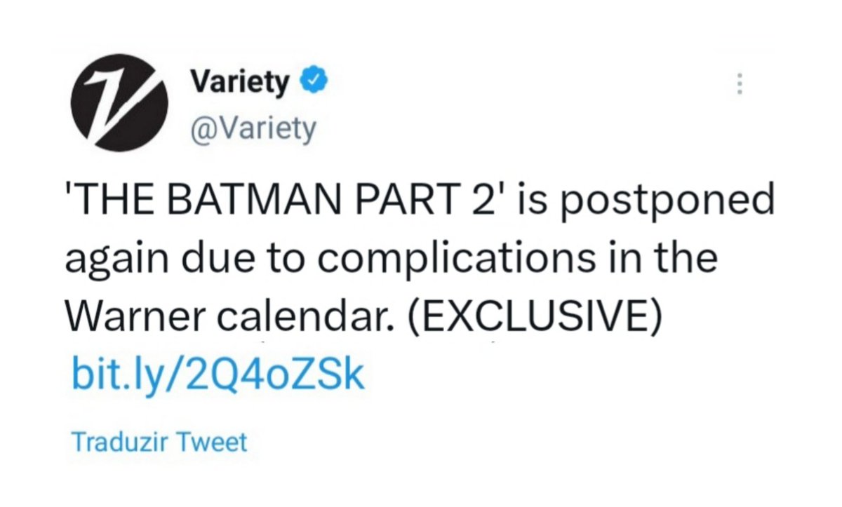 NÃOOOOOOOO 😢

A Variety acaba de noticiar que #TheBatmanPart2 sofrerá novamente alteração em sua estreia devido a algumas complicações no calendário da Warner. 

O longa não saíra mais em outubro de 2026, mas sim em março de 2027.