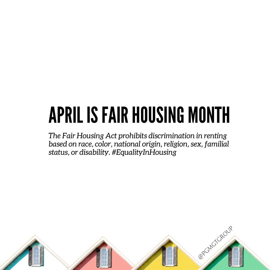 April is Fair Housing Month.

Equality in housing gives everyone the foundation they need to succeed. 

#pgmgtgroup #EqualityInHousing #fairhousingmonth