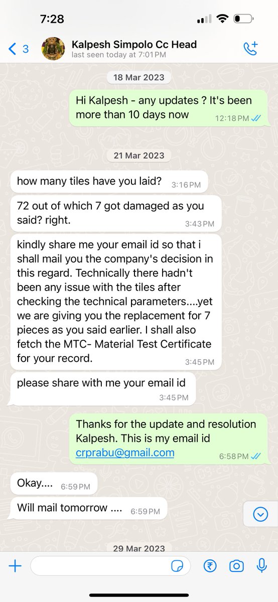 crprabu's tweet image. Simpolo Tiles Problem 1 - post 2/2. Customer care head promised solution on 21st March 2023, but no follow-through and total silence after that @simpoloceramics @gujarat_titans - please partner with better brands #SimpoloTilesAndBathware #SimpoloCollection #GujaratTitans