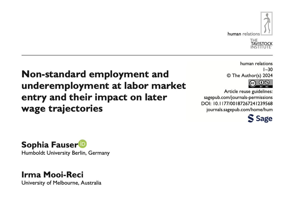 Enjoy this new online study @HR_TIHR on #new #ways of working! 'Non-standard employment and underemployment at labor market entry and their impact on later wage trajectories' doi.org/10.1177/001872… @T_I_H_R @HR_TIHR @Sage_Publishing @AOMConnect