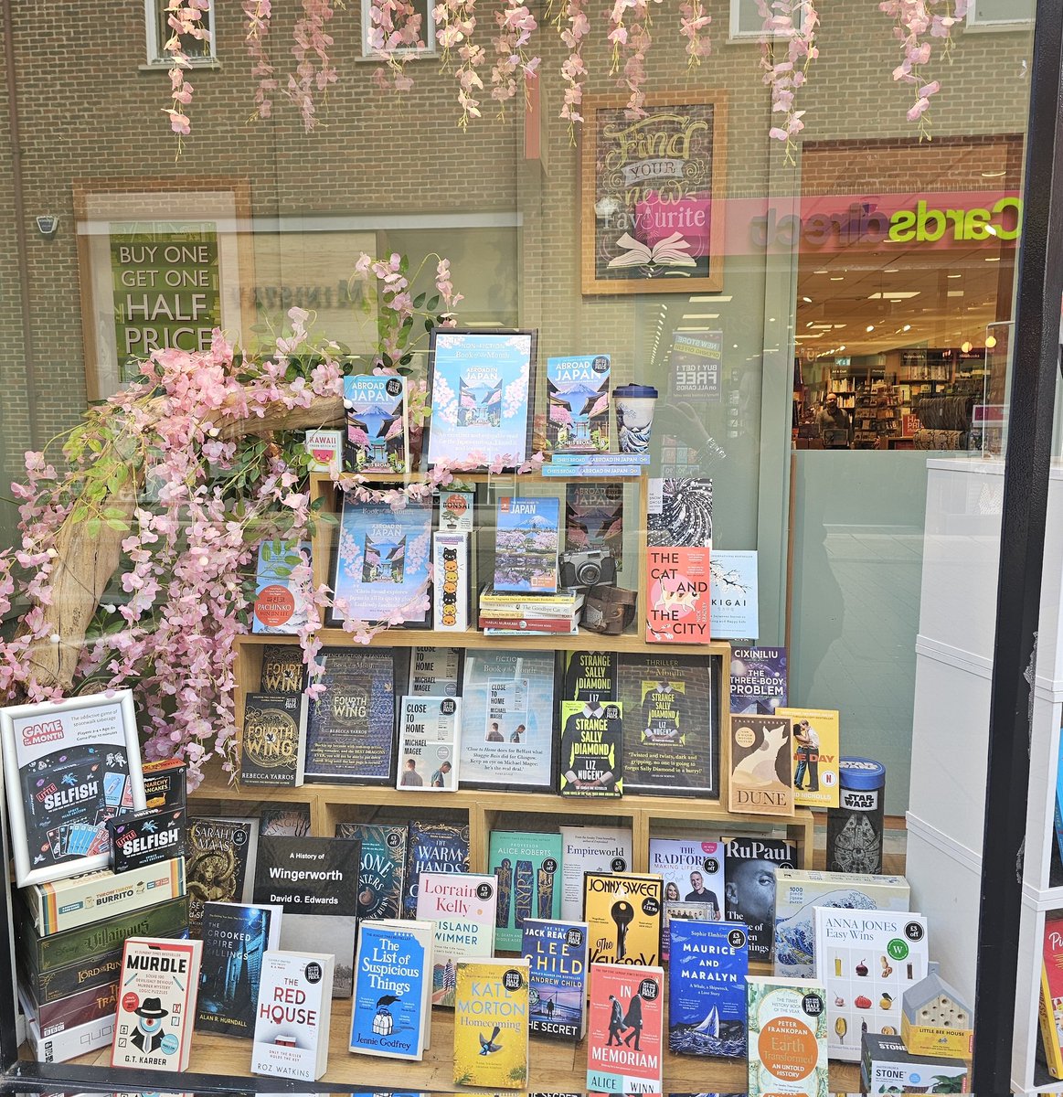 Waterstones Chesterfield (@wschesterfield) on Twitter photo Bookseller Matt has been busy beavering away with the cherry blossom 🌸 to create our April window which has a definite Japanese / travel influence this month! Check them all out in store. #BOTM <a href="/AbroadInJapan/">Chris Broad</a> <a href="/PenguinUKBooks/">Penguin Books UK</a> #waterstones #lovebooks #lovereading @vicarlane Bookseller Matt has been busy beavering away with the cherry blossom 🌸 to create our April window which has a definite Japanese / travel influence this month! Check them all out in store. #BOTM <a href="/AbroadInJapan/">Chris Broad</a> <a href="/PenguinUKBooks/">Penguin Books UK</a> #waterstones #lovebooks #lovereading @vicarlane