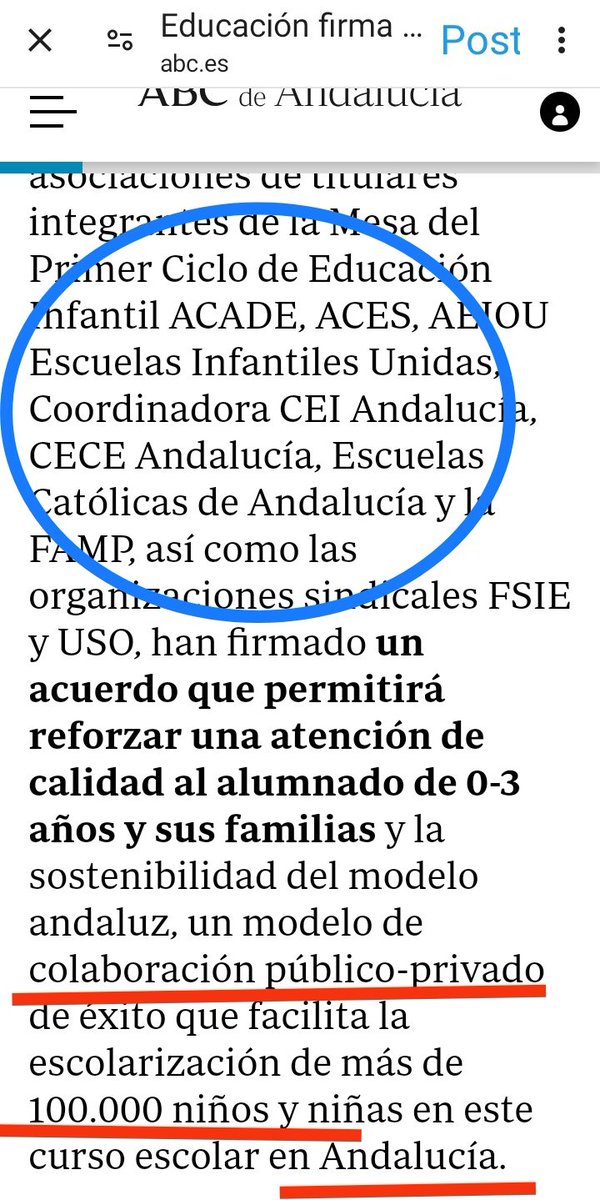 Pues hoy @lcentenoc, activista de  #LaConcertadaNosRoba aplaude a la consejera esa que tenéis en @EducaAnd, que parece haber hecho un curso acelerado de saqueo en Madrid. En azul, los que trincan tu dinero; en rojo el eufemismo para el robo de pasta y de niños.
Y sacando pecho: